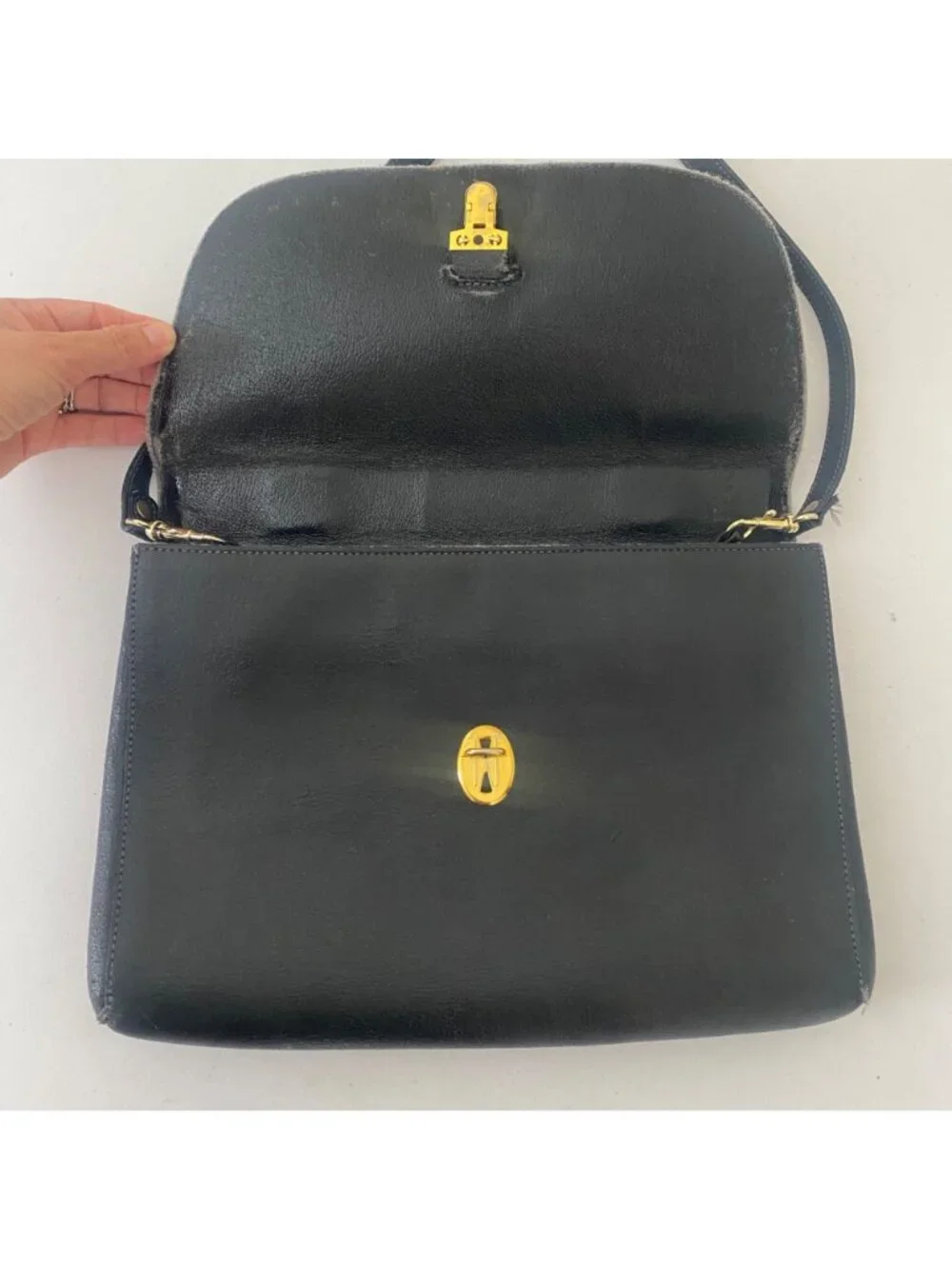 Vintage Courreges Paris Mini Briefcase Purse Shoulder Bag Black